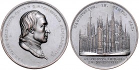 Italien - Mailand Bronzemedaille 1818 (v. Putinati) auf die Einweihung des Mailänder Domes, Erzbischof Karl Kajetan von Gaisruck 
44,0mm 50,3g vz