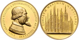 Italien - Mailand Vergold. Bronzemedaille o.J. auf die 500-Jahrfeier der Erbauung des Mailänder Doms 
47,4mm 49,2g vz-st