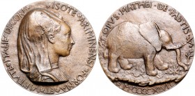 Italien - Rimini Bronzegussmedaille 1446 (späterer Guss) (v. Matteo de Pasti) auf Isote Ariminensi, Geliebte und spätere Ehefrau von Sigismondo Malate...