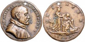 Italien - Rimini Bronzemedaille 1589 (späterer Guss) Zur Erinnerung an Horatio Fuscus 
40,5mm 31,1g, gelocht ss