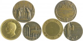 Italien - Rom Lot o.J. von 3 Bronzemedaillen: 1908 (v. Speranza) auf die Gewerbe- und Industrieausstellung (vergoldet 48,5mm 55,0g), 1908 (v. Nelli) a...