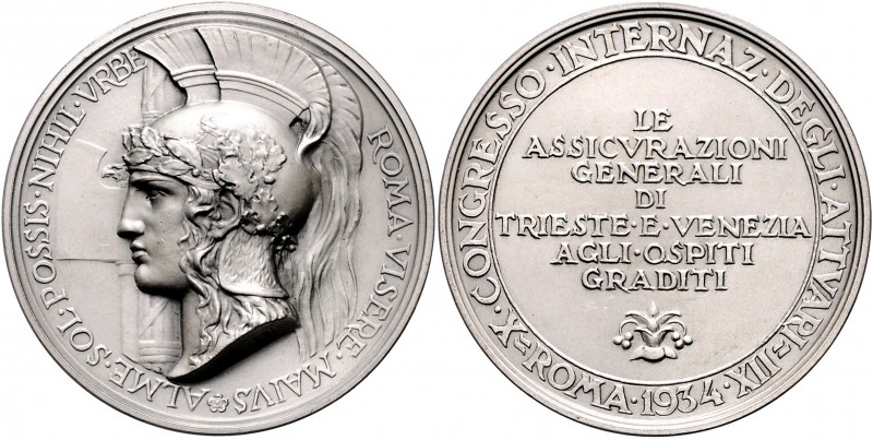Italien - Rom Silbermedaille 1934 mattiert (v. Mistruzzi) auf den 10. Internatio...