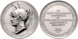 Italien - Rom Silbermedaille 1934 mattiert (v. Mistruzzi) auf den 10. Internationalen Kongress des Versicherungswesens 
50,5mm 59,7g vz+