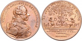 Italien - Sardinien Vittorio Amadeo III. 1773-1796 Bronzemedaille 1775 (v. Lavy) auf die Hochzeit seines Sohnes Carlo Emanuele IV. Fernando Maria mit ...