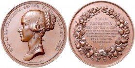 Italien - Sardinien Vittorio Emanuele II. 1849-1861 Bronzemedaille o.J. (v. Gayrard) auf den Tod von Königin Marie Adelaide, i.Rd: Hand CUIVRE 
67,9m...