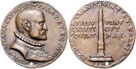 Italien - Savoyen Carlo Emanuele I. il Grande. 1580-1630 Bronzemedaille 1586 (Opus Domenico Paggini) auf Domenico Fontane 1543-1607, italienischer Arc...
