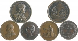 Italien - Lots Lot o.J. von 3 Bronzemedaillen: 1823 (v. Lavy) Savoyen, Medaille zum Gedenken an die Restaurierung der Akademie der bildenden Künste (4...