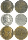 Italien - Lots Lot o.J. von 3 Stücken: Bronzemedaille 1934 (v. Nelli) auf Mussolini, AN XIII (39,2mm 33,4g), Bronzemedaille 1934 (v. Rivalto/Nelli) au...