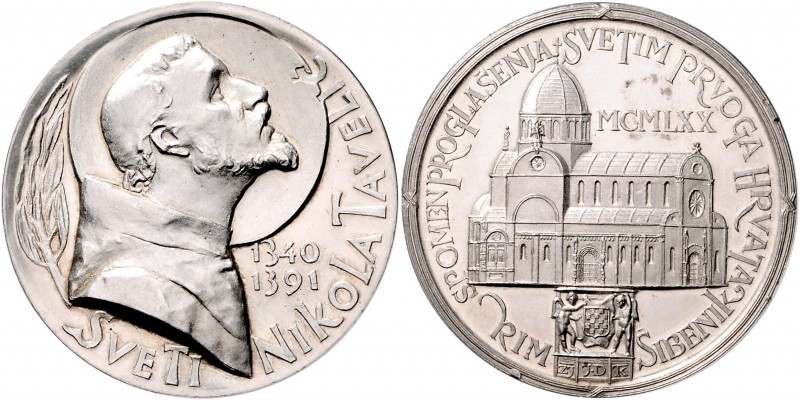 Jugoslawien Volksrepublik 1945-1992 Silbermedaille 1970 (v. Janoc) auf Nikola Ta...