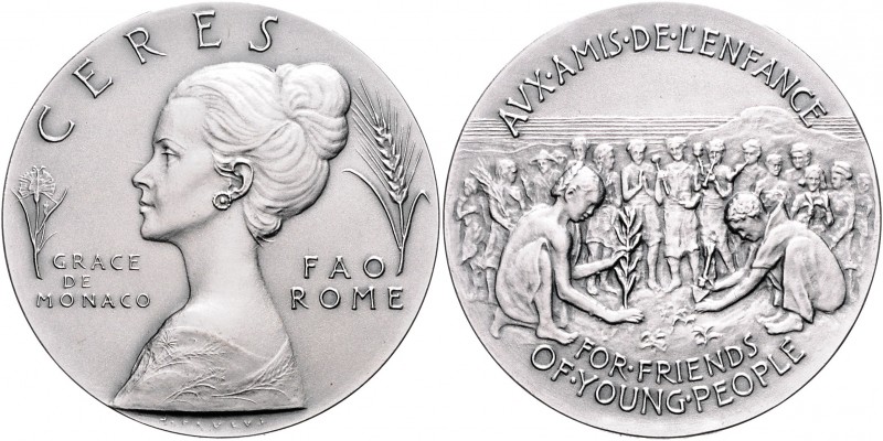 Monaco Rainier III. 1949-2005 Silbermedaille o.J. mattiert (v. J. Paulus, heraus...