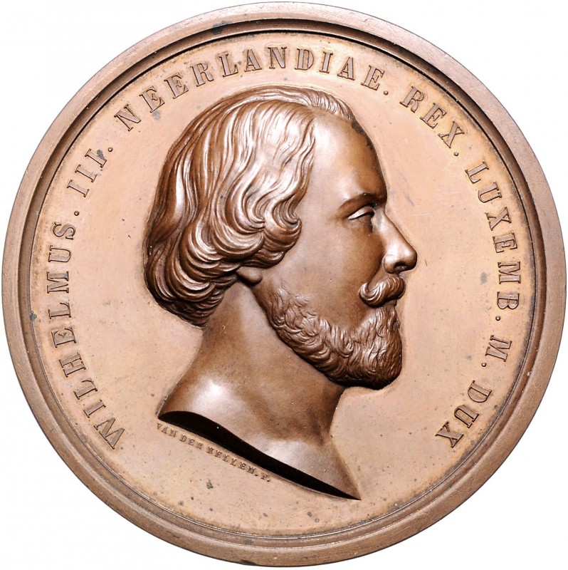 Niederlande Willem III. 1849-1890 Bronzemedaille o.J. einseitig (v. van der Kell...