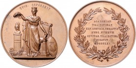 Niederlande Willem III. 1849-1890 Bronzemedaille 1861 (v. P. Menger) auf das 225-jährige Jubiläum der Universität Utrecht 
53,4mm 66,1g vz-st