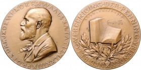 Niederlande Wilhelmina 1890-1948 Bronzemedaille 1911 (v. F.E. Jeltsema) auf die Verleihung des Nobelpreises 1910 an den Physiker J. D. van der Waals ...