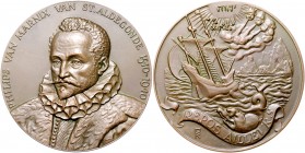 Niederlande Wilhelmina 1890-1948 Bronzemedaille 1940 (v. W = Wenckebach) auf den 400. Geburtstag von Philips van Marnix, Heer von Mont Saint Aldegonde...