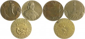 Niederlande Juliana 1948-1980 Lot o.J. von 3 Bronzemedaillen: 1957 (v. DW) auf Michiel de Ruyter (59,7mm 93,0g), 1970 auf 150 Jahre Elektrizität (60,5...