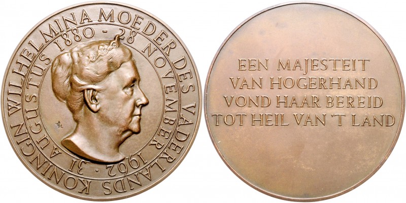 Niederlande Juliana 1948-1980 Bronzemedaille 1962 auf den Tod von Königin Wilhel...