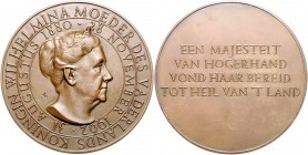Niederlande Juliana 1948-1980 Bronzemedaille 1962 auf den Tod von Königin Wilhelmina am 28. November 1962 
70,3mm 131,9g vz-st