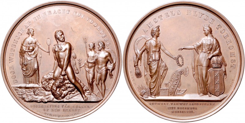 Niederlande - Amsterdam Bronzemedaille 1862 (v. de Vries) auf den Bau des Nordse...