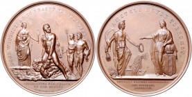 Niederlande - Amsterdam Bronzemedaille 1862 (v. de Vries) auf den Bau des Nordseekanals Dirks 882. 
64,5mm 150,7g vz-st