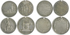 Niederlande - Lots Lot o.J. von 4 Silbermedaillen: 1779 (v. A. van Baerll) auf die 200-Jahrfeier der Universität Utrecht (gelocht 32,1mm 12,3g), 1786 ...