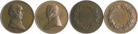 Niederlande - Lots Lot o.J. von 2 Bronzemedaillen (v. van der Kellen): 1855 auf das 25-jährige Berufsjubiläum von Petrus de Raadt (57,7mm 84,5g) und 1...