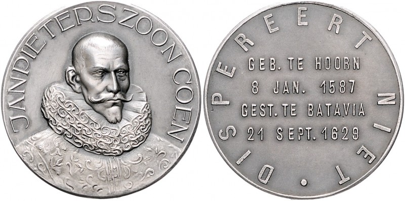 Niederländisch-Indien Silbermedaille o.J. mattiert auf Jan Pieterszoon Coen 1587...