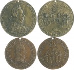 Polen Sigismund III. 1587-1632 Lot o.J. von 2 Bronzemedaillen: 1577 und 1588 auf Henri III., König von Polen 1573-1574 und König von Frankreich 1575-1...