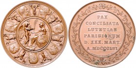Russland Alexander II. 1855-1881 Bronzemedaille 1856 (v. Kullrich) auf den Frieden von Paris nach Beendigung des Krieges auf der Krim Sommer K19. Diak...