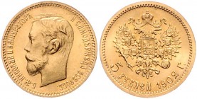Russland Nikolai II. 1894-1917 5 Rubel 1902 Friedb. 180. 
winz. Sf. vz