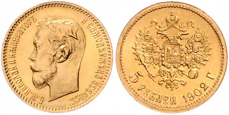 Russland Nikolai II. 1894-1917 5 Rubel 1902 Friedb. 180. 
 vz