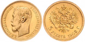 Russland Nikolai II. 1894-1917 5 Rubel 1902 Friedb. 180. 
 vz