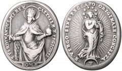 Spanien - Kastilien und León Ferdinand III. 1217-1252 Versilberte Medaille o.J. (19. Jhdt.) (sign. JHf) auf König Ferdinand III. 
Hklsp.(?) 23,7x27,4...