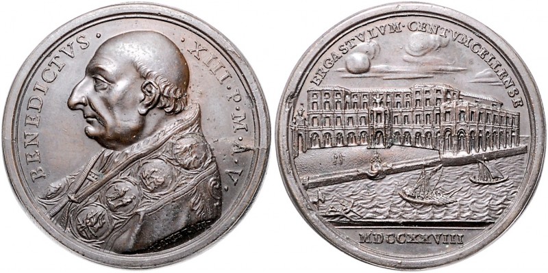 Vatikan Benedikt XIII. 1724-1730 Bronzemedaille 1728 A V (v. Hamerani) auf den B...