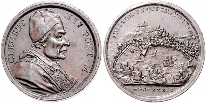 Vatikan Clemens XII. 1730-1740 Bronzemedaille 1732 A II (v. Hamerani) auf den Ba...