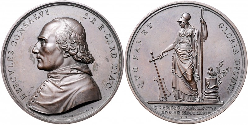 Vatikan Leo XII. 1823-1829 Bronzemedaille 1824 (v. Girometti) auf den Tod von Er...