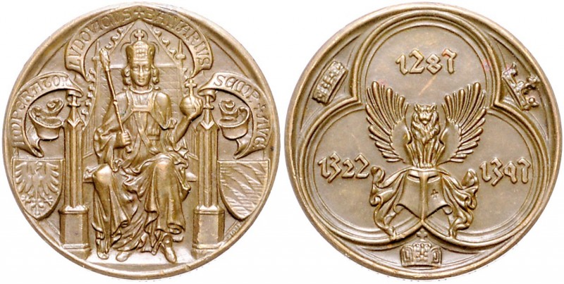 Medaillen von Karl Goetz Bronzemedaille o.J. auf Ludwig IV. den Bayern, i.Rd: BA...