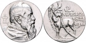 Medaillen von Karl Goetz Silbermedaille 1911 auf den 90.Geburtstag von Prinzregent Luitpold von Bayern Kien. 16. Slg. Bö. 5081. 
28,3mm 12,4g vz