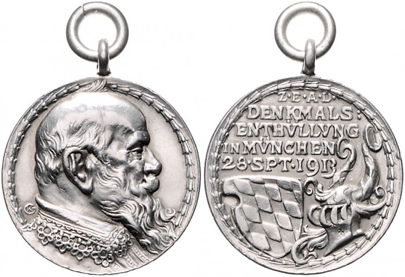 Medaillen von Karl Goetz Silbermedaille 1913 auf die Enthüllung des Luitpold-Den...