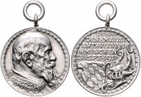 Medaillen von Karl Goetz Silbermedaille 1913 auf die Enthüllung des Luitpold-Denkmals vor dem Nationalmuseum Kien. 19. Slg. Bö. 5095. 
winz. Rf., 22,...