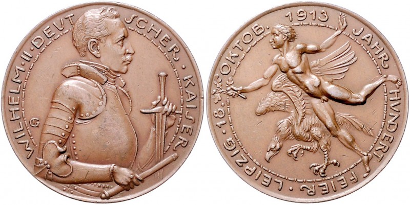 Medaillen von Karl Goetz Bronzemedaille 1913 auf die Jahrhundertfeier in Leipzig...