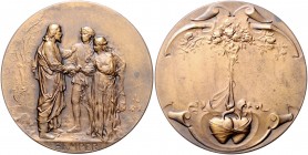 Medaillen von Karl Goetz Bronzemedaille o.J. 'Semper' Hochzeitsmedaille Kien. 84. Slg. Bö. 5295. 
44,7mm 31,9g vz+