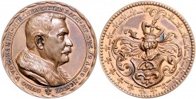 Medaillen von Karl Goetz Bronzemedaille 1912 auf den 52. Geburtstag von Guido Volckamer von Kirchensittenbach Kien. 119. Slg. Bö. 5369. 
34,8mm 17,7g...