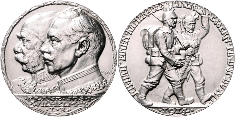 Medaillen von Karl Goetz Silbergussmedaille 1914 auf das Deutsch-Österreichische...