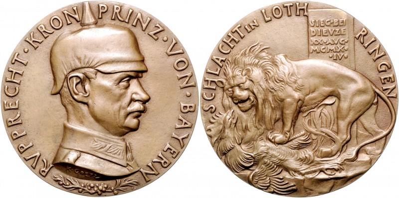 Medaillen von Karl Goetz Bronzemedaille 1914 auf Rupprecht von Bayern und die si...