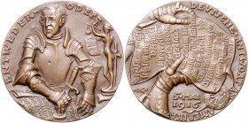 Medaillen von Karl Goetz Bronzemedaille 1916 Entweder-Oder / Deutsche Antwort an Amerika Kien. 176. Slg. Bö. 5484. 
56,4mm 60,4g vz+