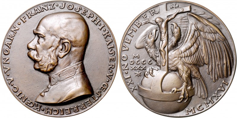 Medaillen von Karl Goetz Bronzemedaille 1916 auf den Tod von Franz Joseph I. Kie...