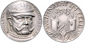 Medaillen von Karl Goetz Silbermedaille 1915 Hindenburg - Weihnacht im Feld Kien. 241. Slg. Bö. 5603. Zetzm. 5015. 
22,7mm 6,5g vz-st