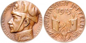 Medaillen von Karl Goetz Bronzemedaille 1915 Wilhelm Kronprinz v. Preussen - Weihnacht im Feld Kien. 245. Slg. Bö. 5629. 
22,7mm 7,0g vz-st