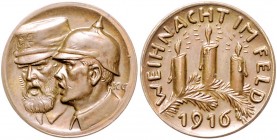 Medaillen von Karl Goetz Bronzemedaille 1916 Soldaten - Weihnacht im Feld Kien. 247. Slg. Bö. 5636. 
22,7mm 6,8g vz-st