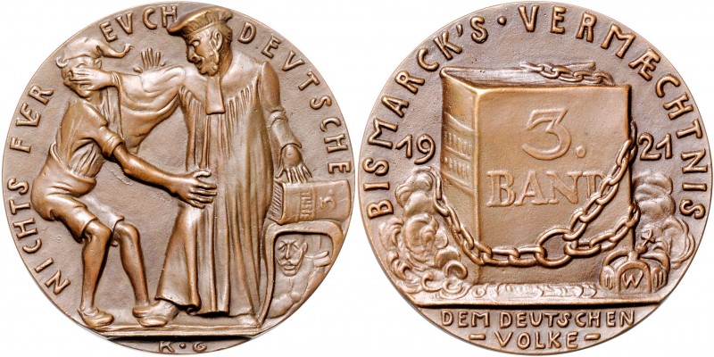 Medaillen von Karl Goetz Bronzemedaille 1921 Bismarcks Vermächtnis Kien. 278. Sl...
